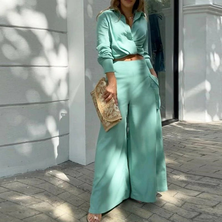 Damen Weite Palazzo-Hose mit extra weitem Bein, hoher Taille und Eingrifftaschen Echo Archiv
