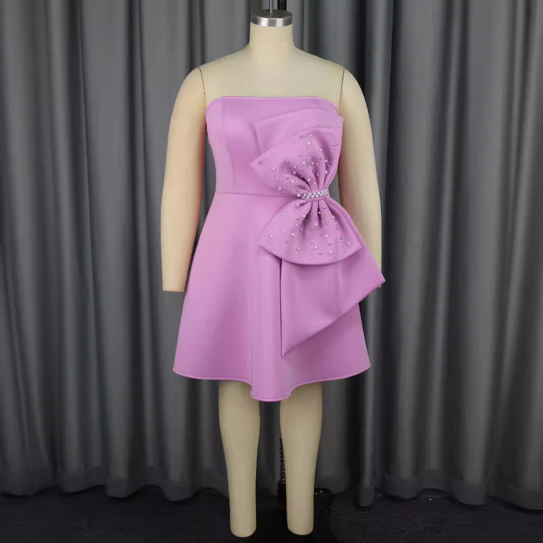 Damen Strapless Cocktailkleid mit hochwertigem Rüschendetail und funkelnden Perlen Echo Archiv