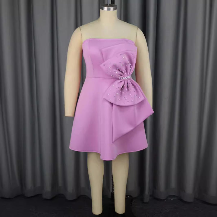 Damen Strapless Cocktailkleid mit hochwertigem Rüschendetail und funkelnden Perlen Echo Archiv
