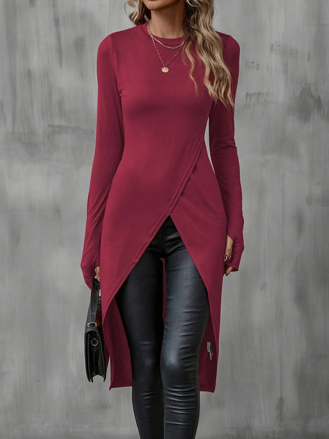 Damen Elegantes Wickelkleid mit langen Ärmeln Echo Archiv