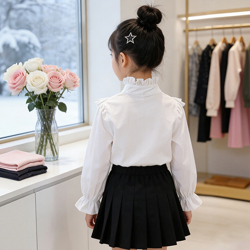 Mädchen elegante Rüschenbluse mit dekorativem Schleifenverschluss Echo Archiv