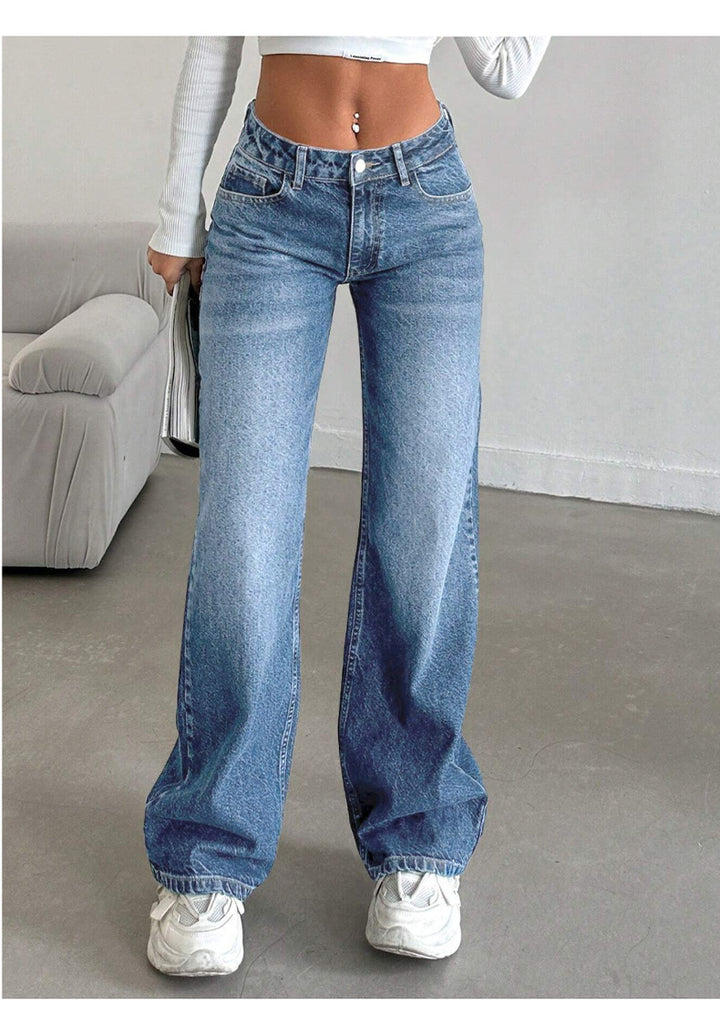 Damen High-Waist Weite-Jeans mit Paperbag-Bund Echo Archiv