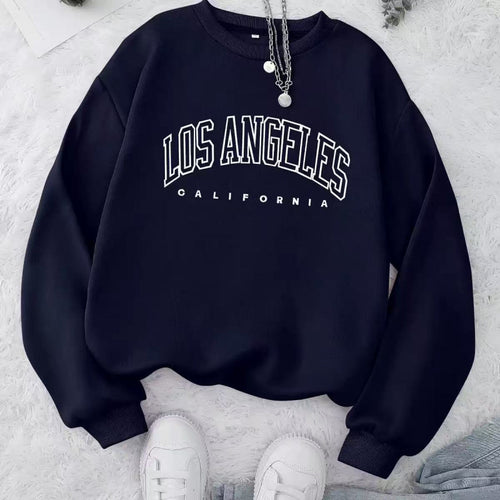 Damen Lässiger Sweatshirt mit Vintage Los Angeles Druck Echoarchiv