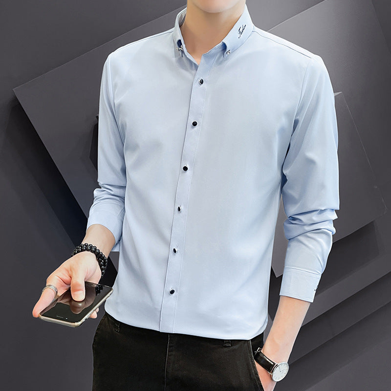 Herren elegantes langärmliges Slim-Fit-Hemd Echoarchiv