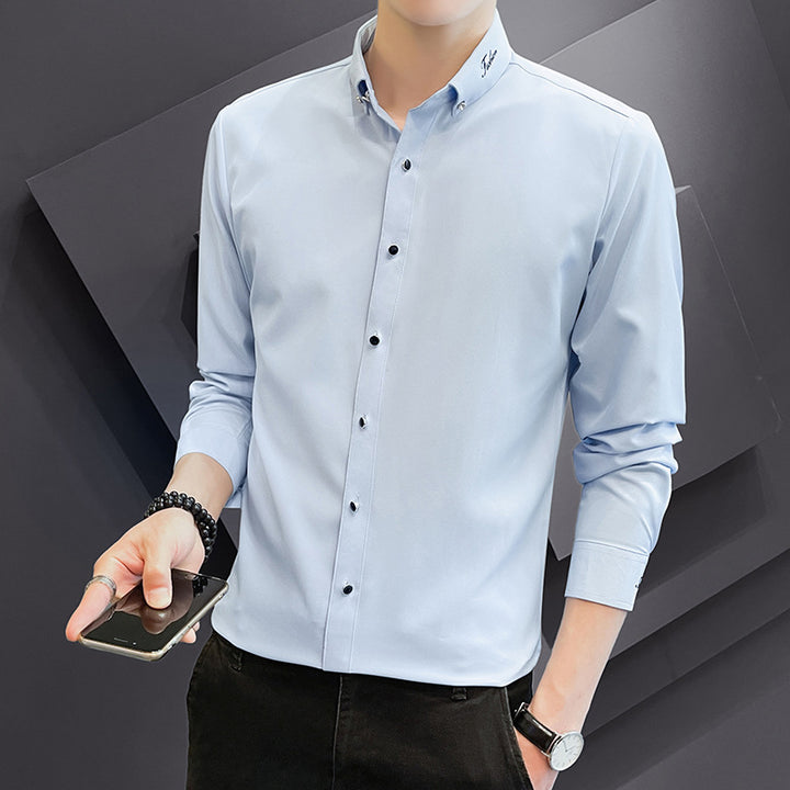 Herren elegantes langärmliges Slim-Fit-Hemd Echoarchiv