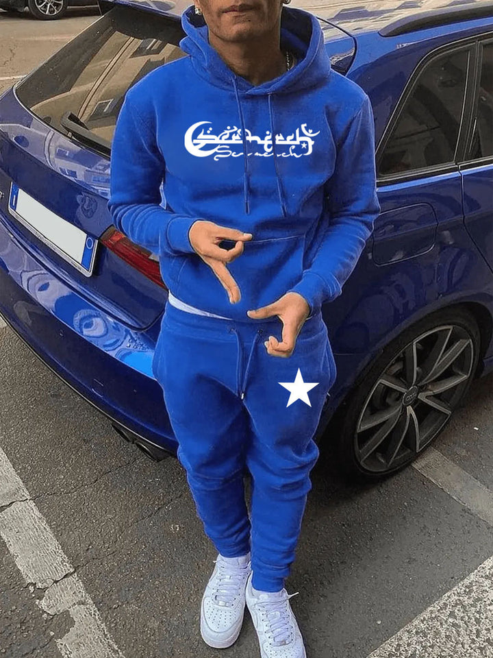 Herren Kapuzenpullover und Jogginghose Set mit stylischem Sternenmuster Echoarchiv