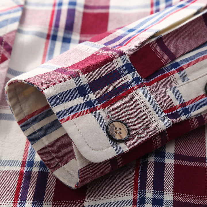 Herren Karo-Flanellhemd mit Brustpattentaschen und robustem Button-Down-Kragen – Arvello