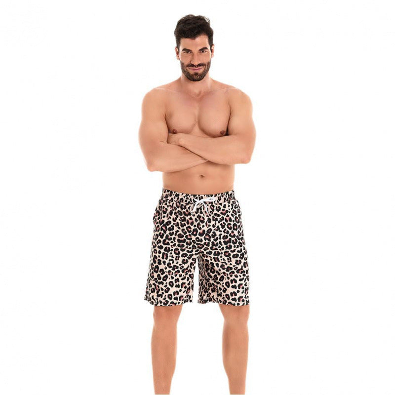 Herren Badeshorts im Echoarchivrnen Leopardenmuster mit verstellbarem Bund Echoarchiv