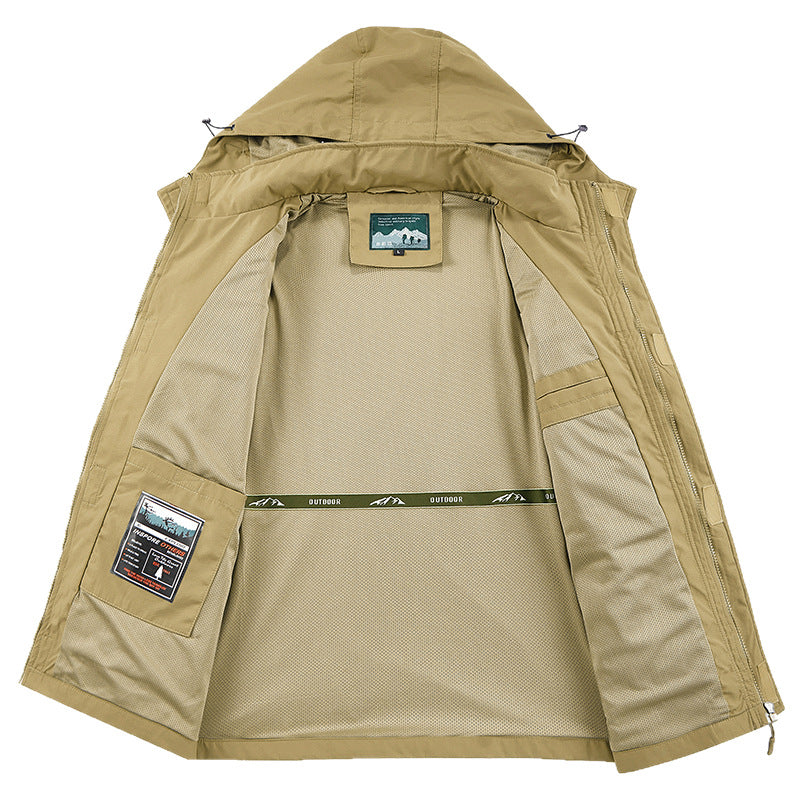 Herren Field‑Utility‑Outdoorjacke mit Kapuze, Multifach‑Taschen und Mesh‑Innenfutter Echo Archiv
