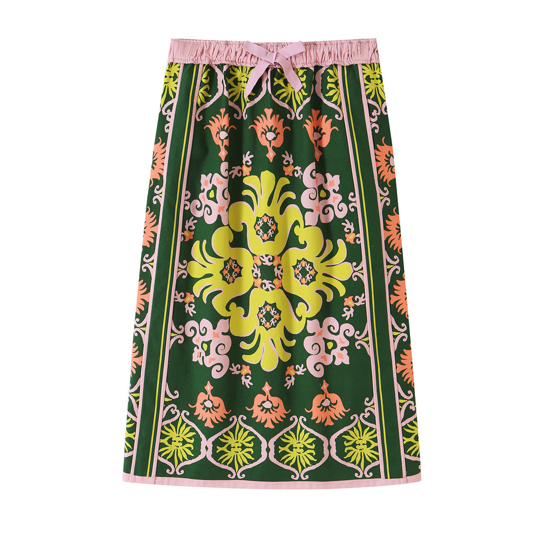 Damen Florale Satin-Schleifenbluse mit weitem Fall und Retro-Print Echoarchiv