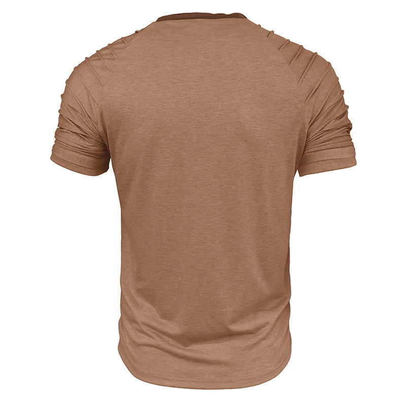 Herren Kurzarm-Henley-Shirt mit eleganter Knopfleiste und modischen Akzenten Echoarchiv