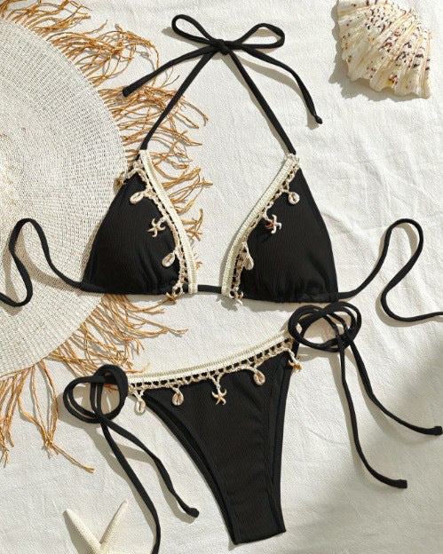 Damen Triangel-Bikini mit dekorativen Schnürdetails und zarten Rüschenelementen Echo Archiv