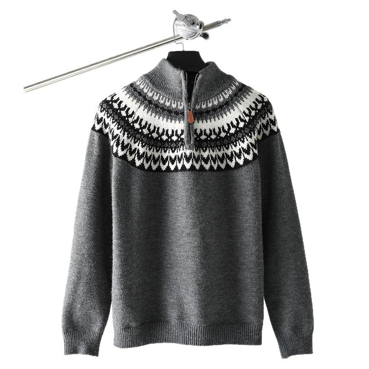 Herren Grobstrickpullover mit Stehkragen und Reißverschluss Echo Archiv