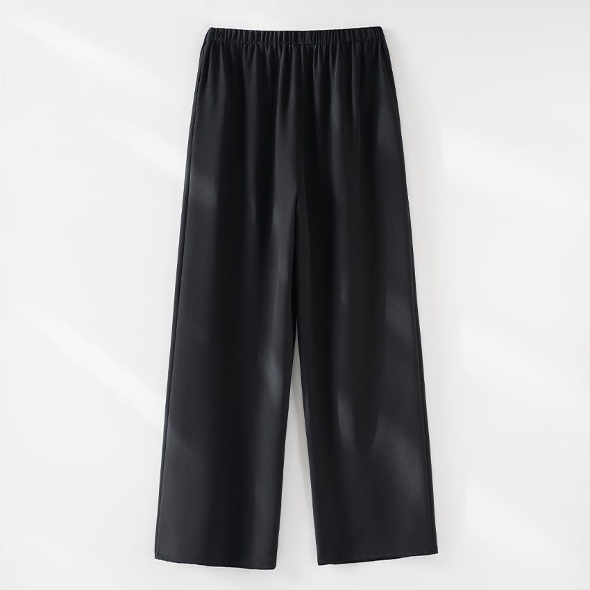 Damen Weite Satin-Hose mit Elastikbund und fließender Palazzo-Silhouette Echoarchiv