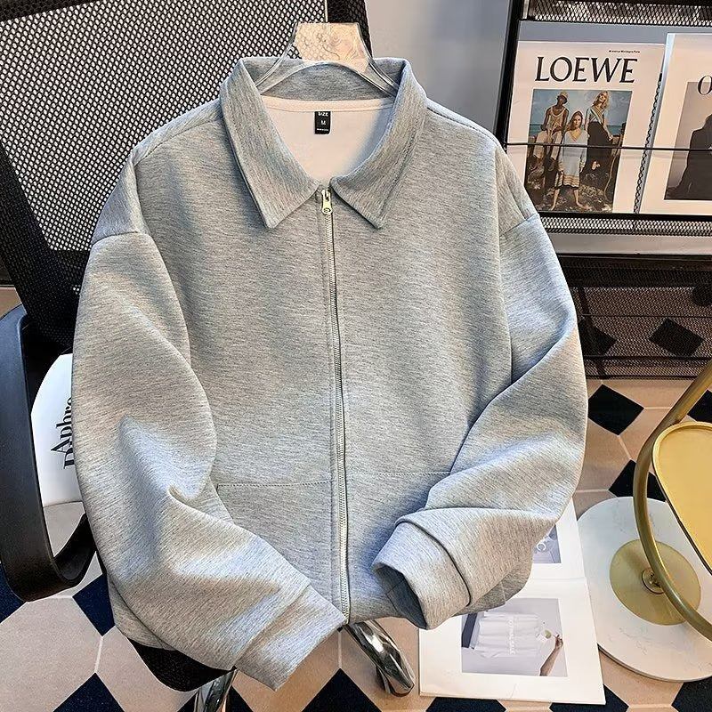 Herren Reißverschluss-Sweatjacke mit Hemdkragen und Oversize-Schnitt Echoarchiv