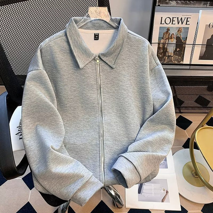 Herren Reißverschluss-Sweatjacke mit Hemdkragen und Oversize-Schnitt Echoarchiv