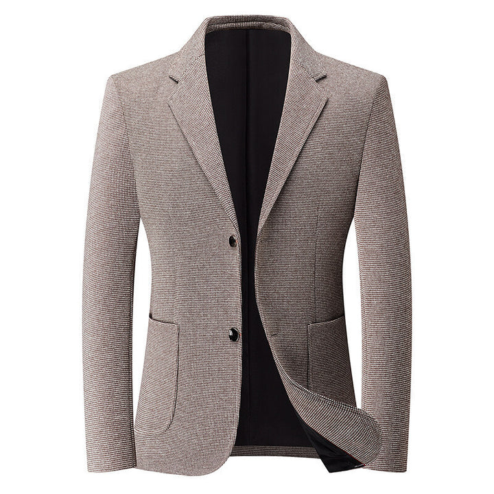 Herren Slim-Fit Blazer im feinen Struktur-Tweed mit aufgesetzten Pattentaschen – Tianoro