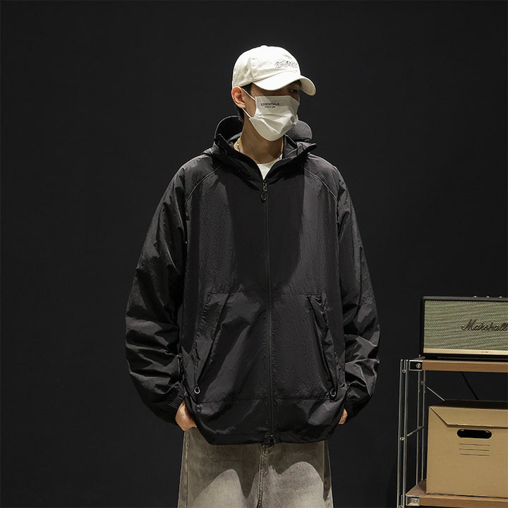 Herren leichte und atmungsaktive Freizeitjacke mit verstellbarem Kapuzenkragen Echoarchiv