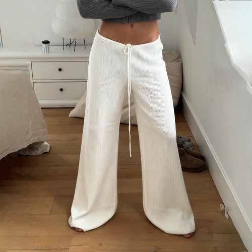 Damen nan lässige Lounge-Hose mit weitem Bein, elastischem Tunnelzugbund und feinem Rippstrick Echo Archiv