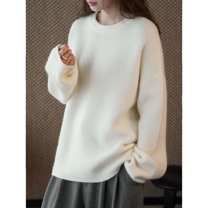 Damen Weicher Oversize-Strickpullover mit Rundhalsausschnitt Echoarchiv
