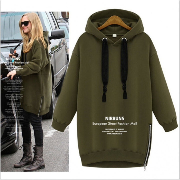 Damen Oversize Kapuzenpullover mit seitlichem Reißverschluss – Auréline