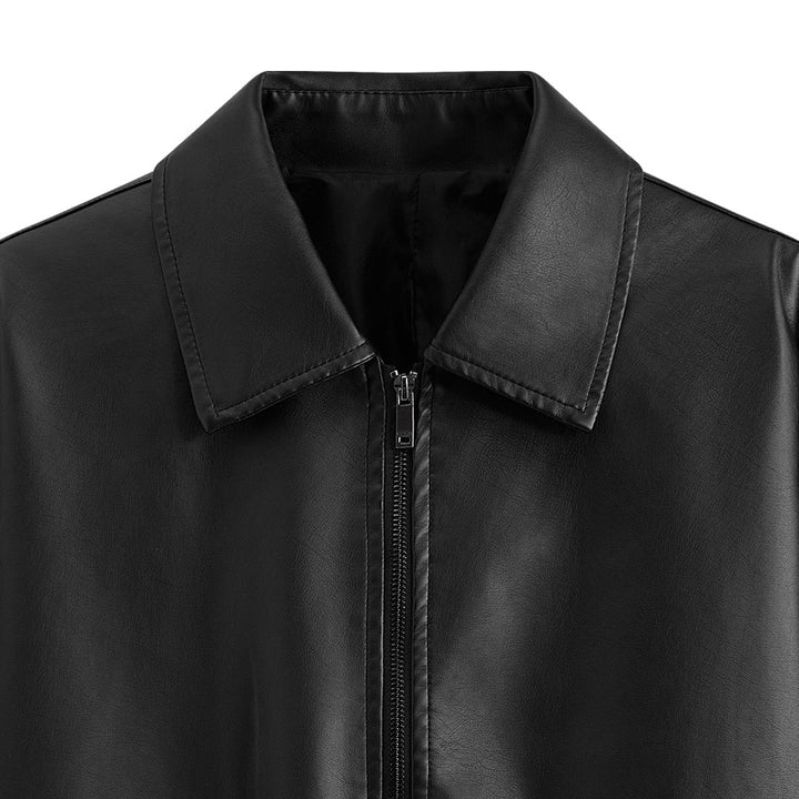 Herren lässige Kunstlederjacke mit elastischem Bund und seitlichen Taschen Echoarchiv