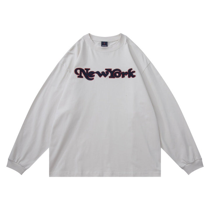 Unisex Oversize-Langarmshirt mit Chenille-Logo und Rundhalsausschnitt Echoarchiv