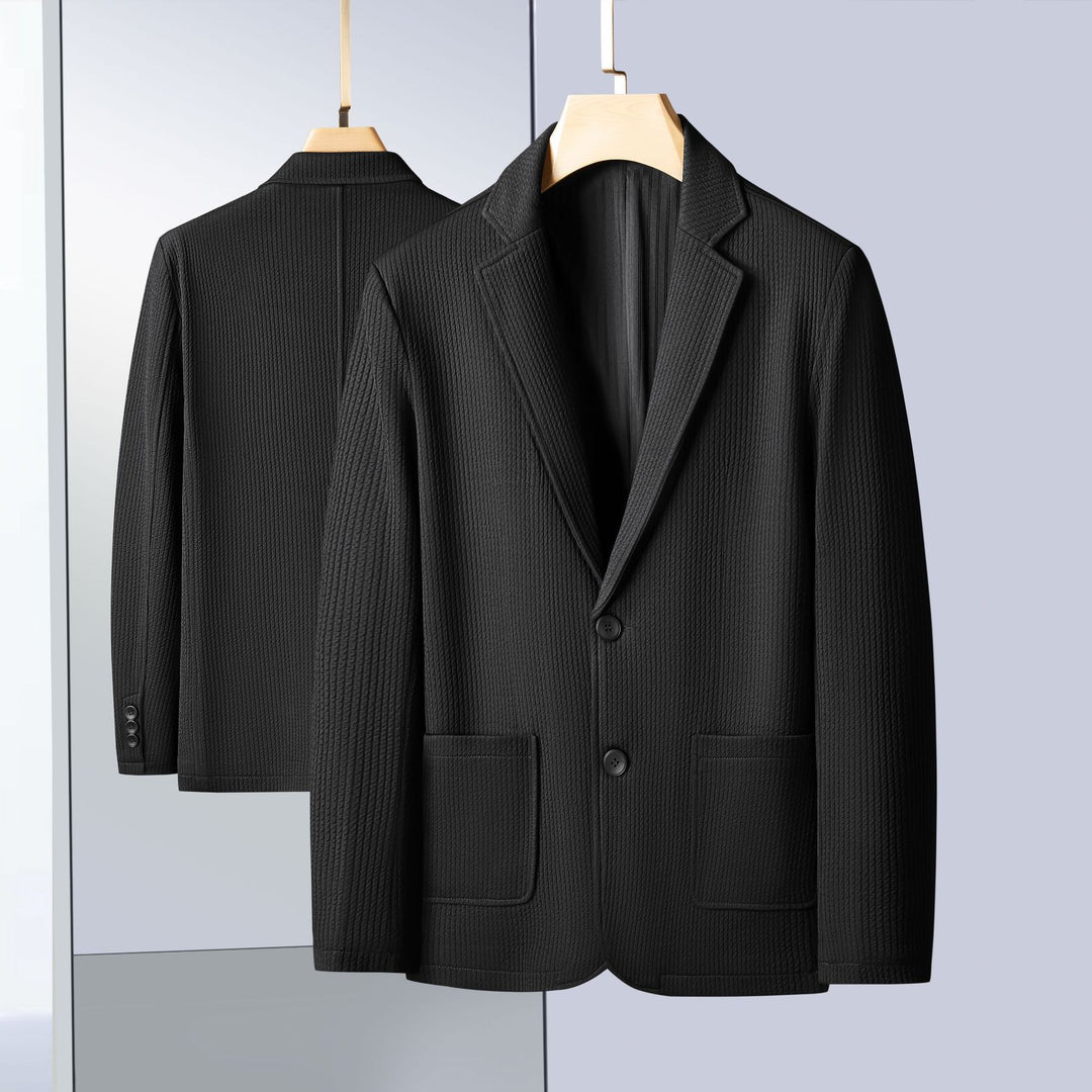 Herren Strukturblazer aus strukturiertem Jersey mit aufgesetzten Taschen – Tianoro