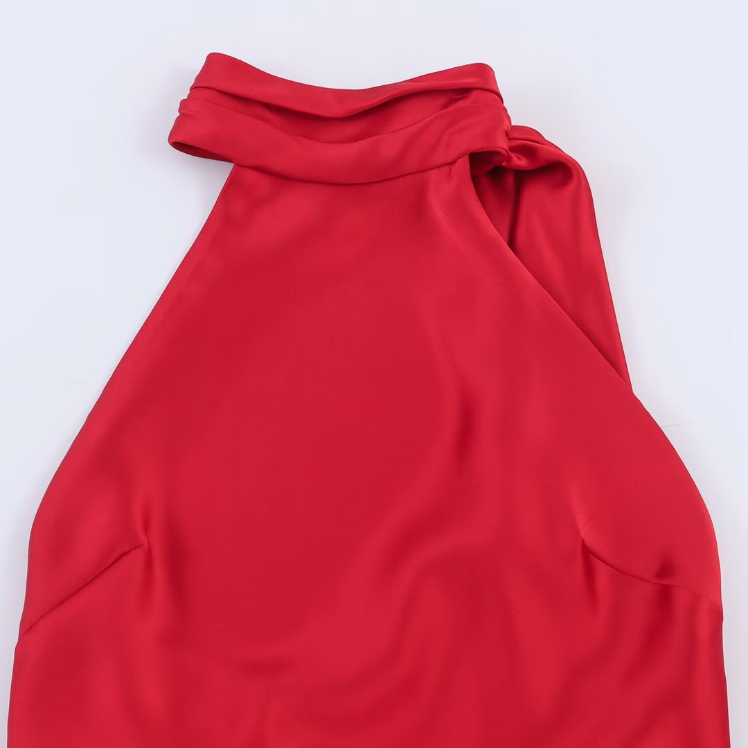 Damen Lange Abendrobe mit elegantem Kragen und Spitzenakzenten Echo Archiv