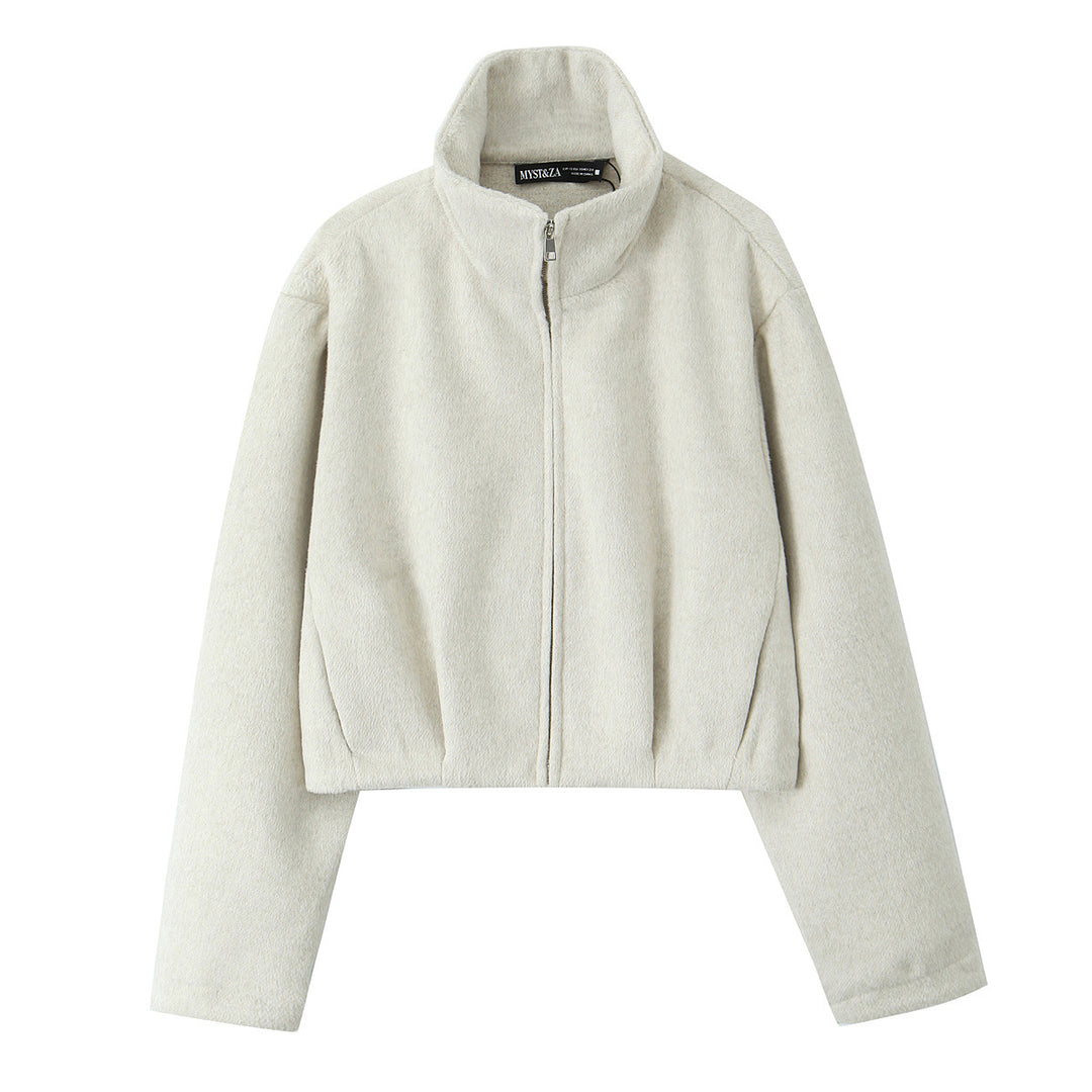 Damen Kastige Fleecejacke mit Stehkragen und verdecktem Reißverschluss Echo Archiv