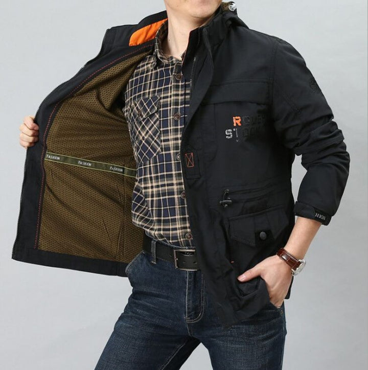 Herren funktionale Canvas-Fieldjacke mit Multifunktionstaschen und atmungsaktivem Mesh-Innenfutter Echoarchiv