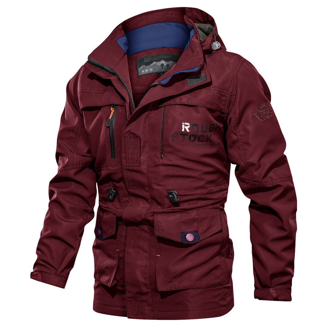 Herren robuster Utility-Parka mit Kapuze, Multifunktionstaschen und Taillenregulierung Echoarchiv