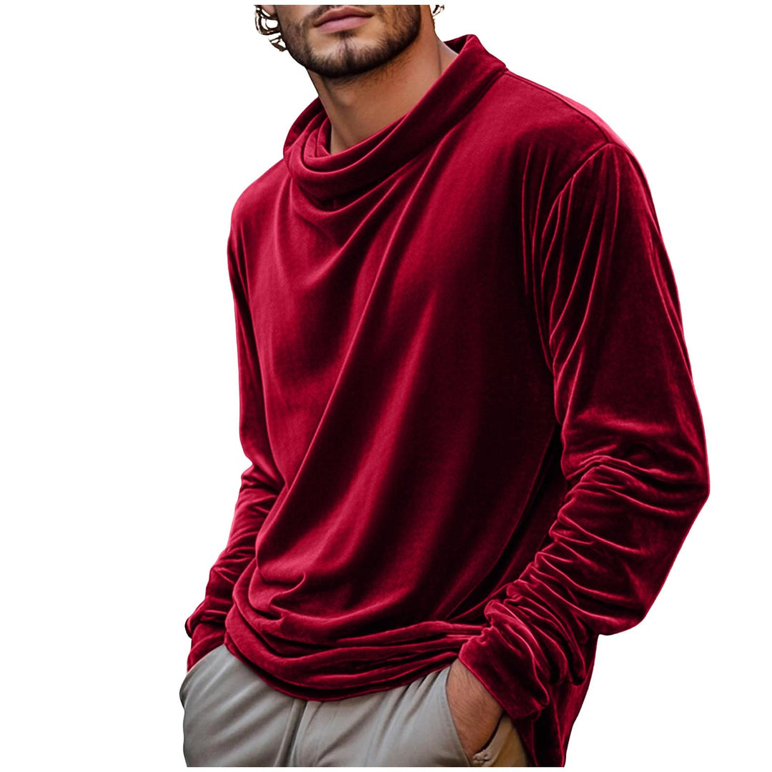 Herren Samt-Langarmshirt mit Schalkragen – Marzano