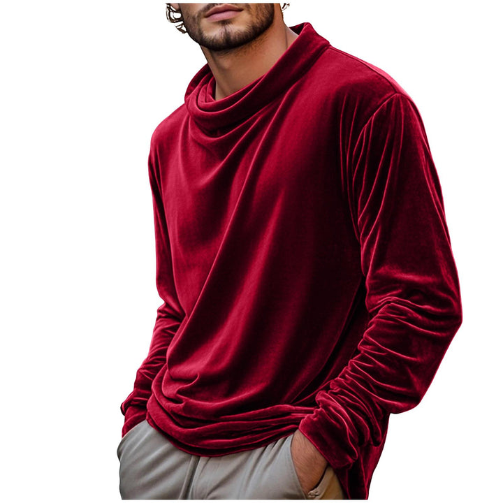 Herren Samt-Langarmshirt mit Schalkragen – Marzano