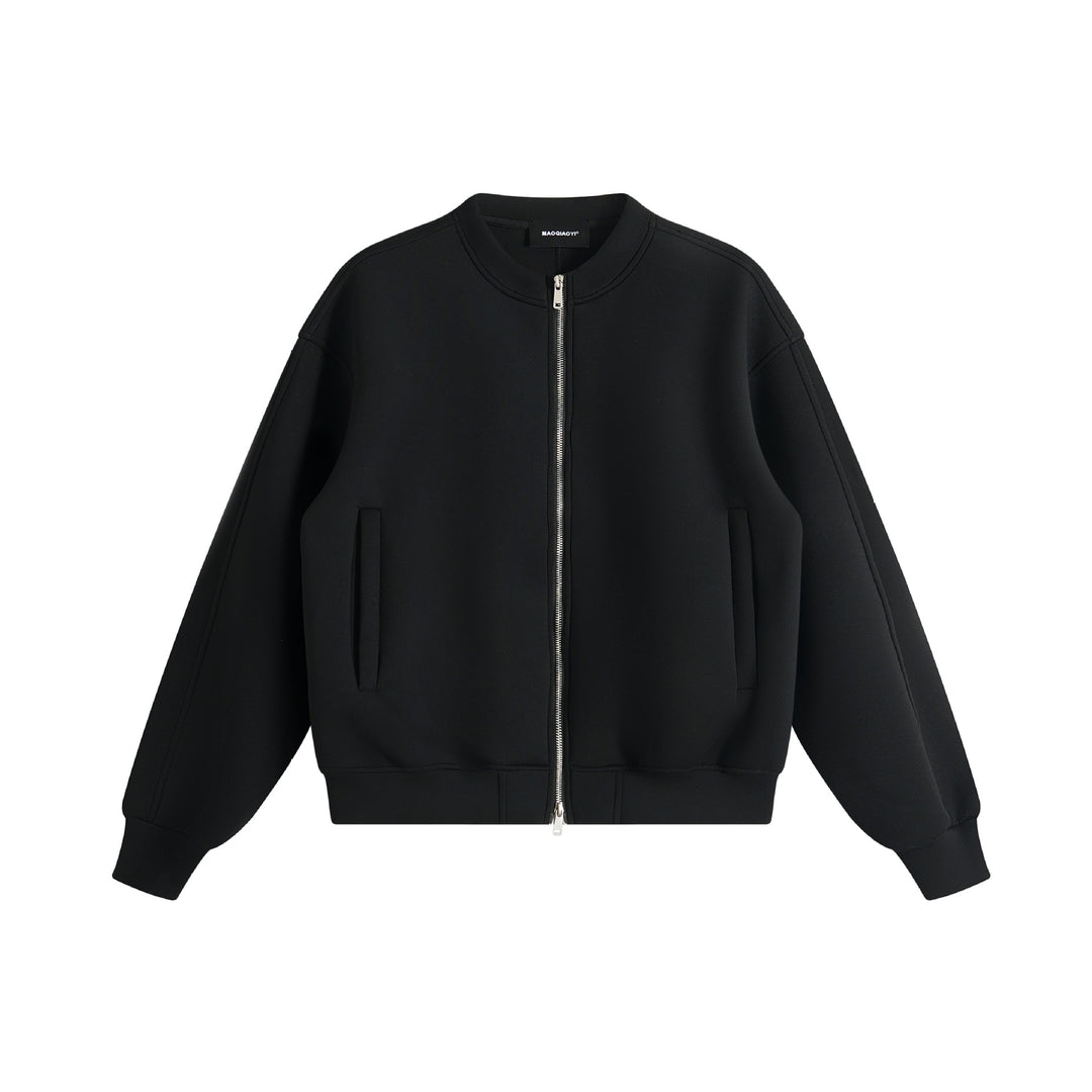 Unisex Oversize-Trainingsjacke im Boxy‑Schnitt mit kurzem Stehkragen und Zwei-Wege-Reißverschluss Echoarchiv