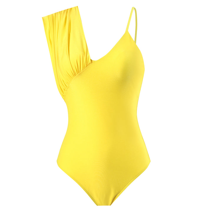 Damen Einteiler Badeanzug mit asymmetrischem Design und eleganten Rüschen Echo Archiv