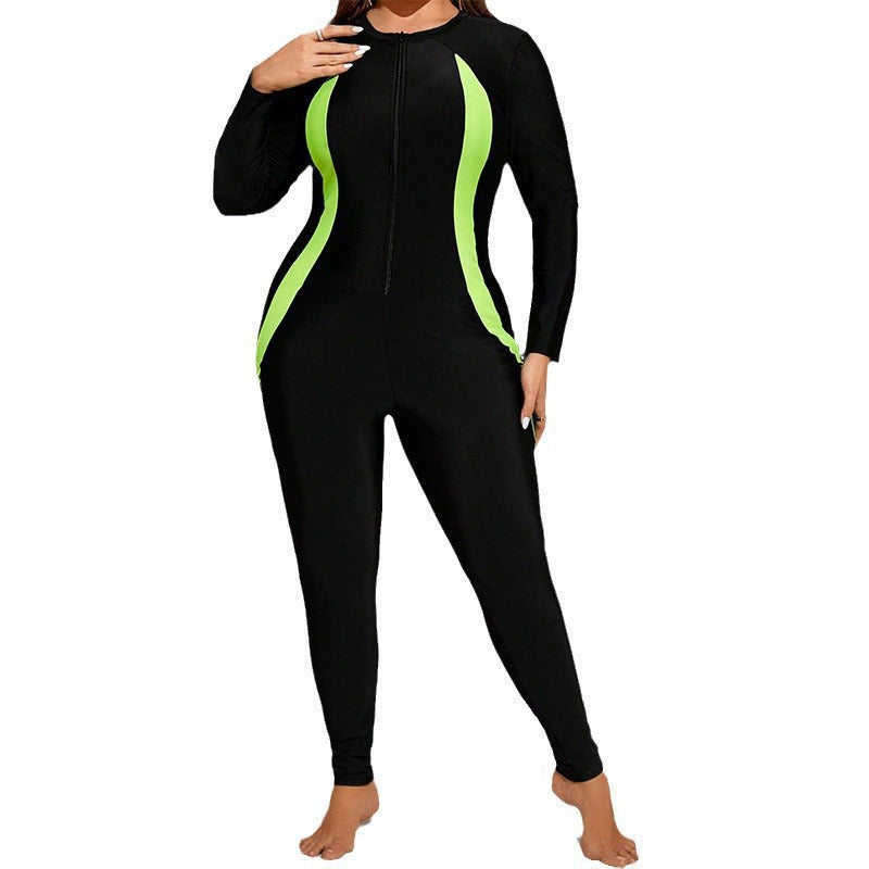 Damen Sportlicher Einteiler mit Reißverschluss und Kontraststreifen Echo Archiv