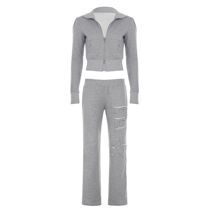 Damen nan taillierte Cropped-Kapuzenjacke mit durchgehendem Reißverschluss, elastischem Abschlussbund und dekorativem College-Print Echo Archiv