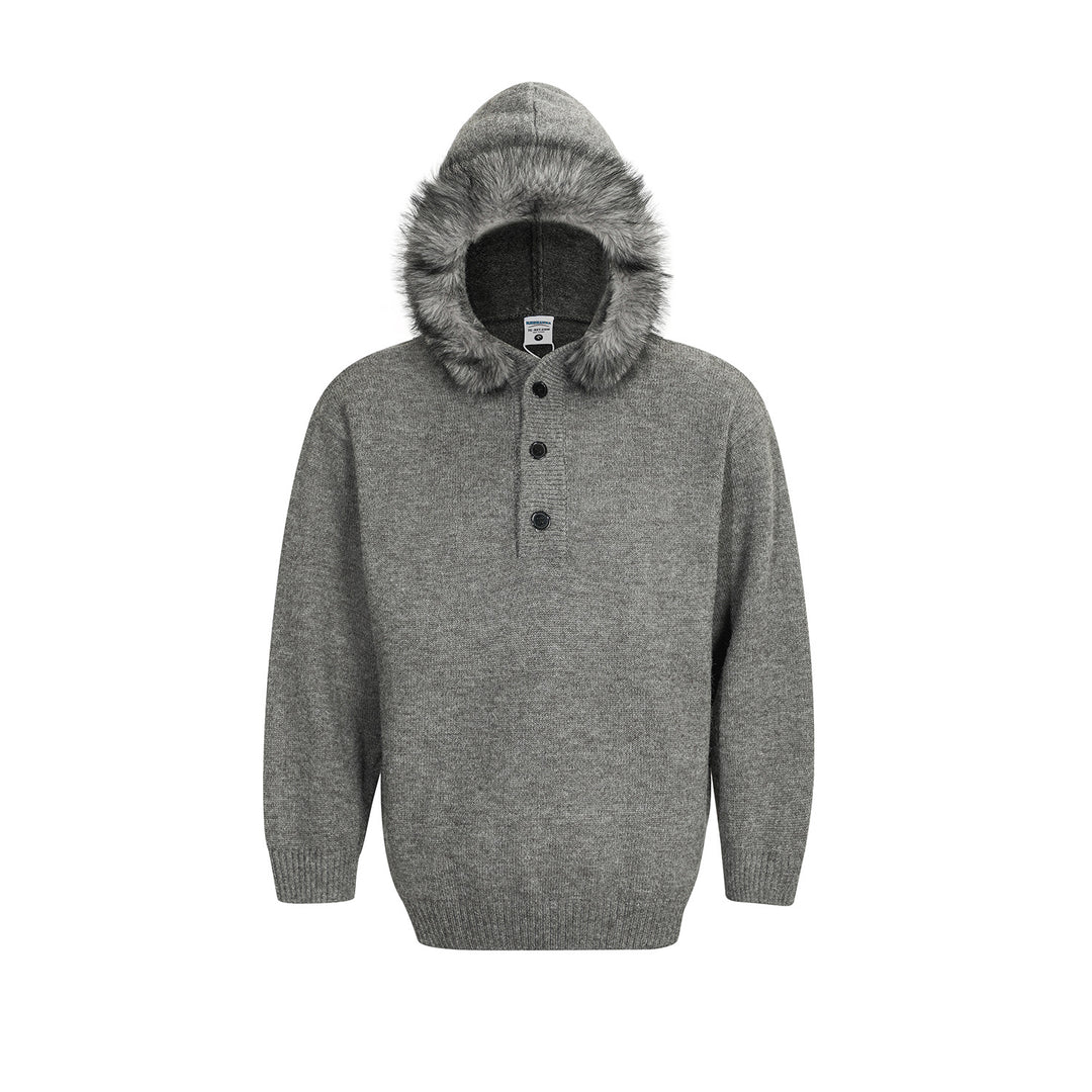 Damen Oversized Hoodie mit Kapuze und Fellrand Echoarchiv