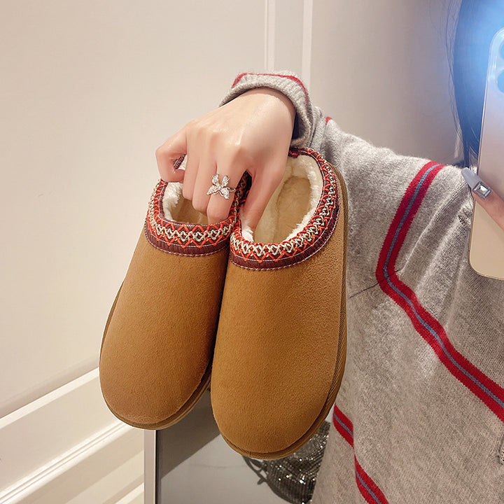 Damen Gefütterte Slipper‑Mules mit Teddyfutter und geflochtenem Saum Echo Archiv