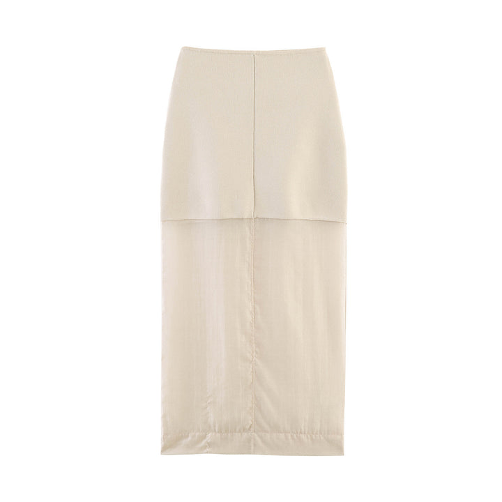 Damen Langer High‑Waist Maxirock mit semitransparentem Unterrock und feinem Strickbund Echo Archiv