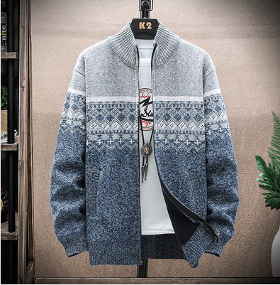 Herren Strickjacke mit nordischem Muster und modischem Reißverschluss Echoarchiv