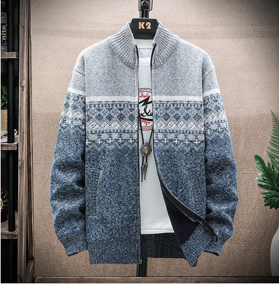 Herren Strickjacke mit nordischem Muster und modischem Reißverschluss – Terenzo