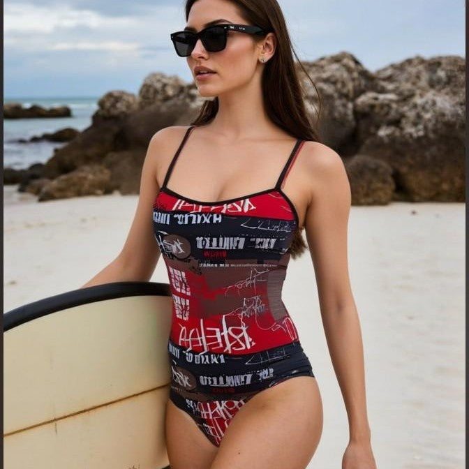 Damen Sportlicher Einteiler Badeanzug mit elastischen Trägern und figurformendem Schnitt – Maréssa