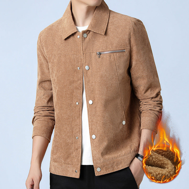 Herren Cord‑Overshirt aus Breitcord mit Druckknopf‑Front und Zipper‑Brusttasche Echo Archiv