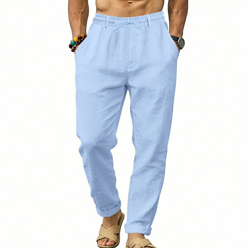 Herren nan luftige Leinen-Relaxhose mit elastischem Komfortbund und geradem Bein Echo Archiv