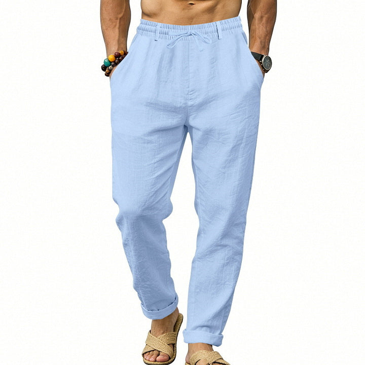Herren nan luftige Leinen-Relaxhose mit elastischem Komfortbund und geradem Bein Echo Archiv