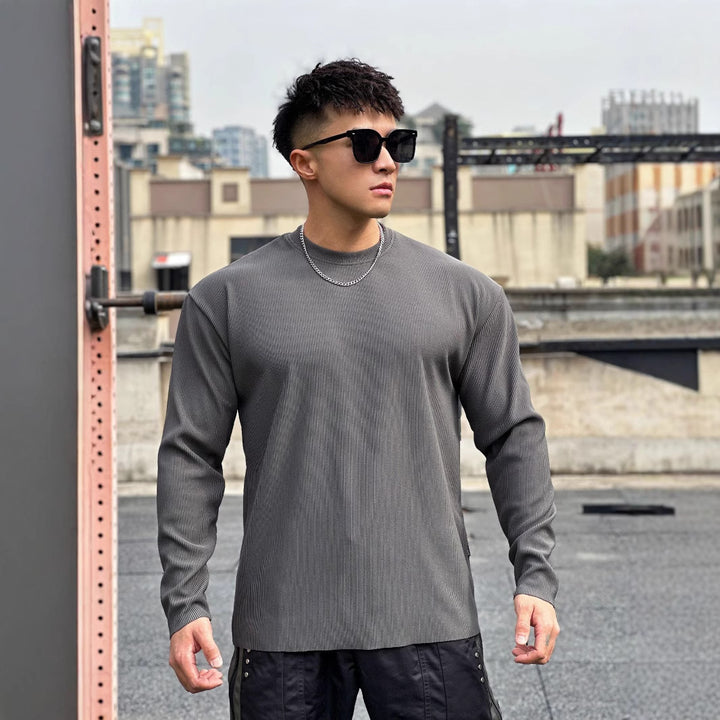 Herren Langarmshirt aus hochwertigem Rippmaterial mit lässigem Schnitt Echoarchiv