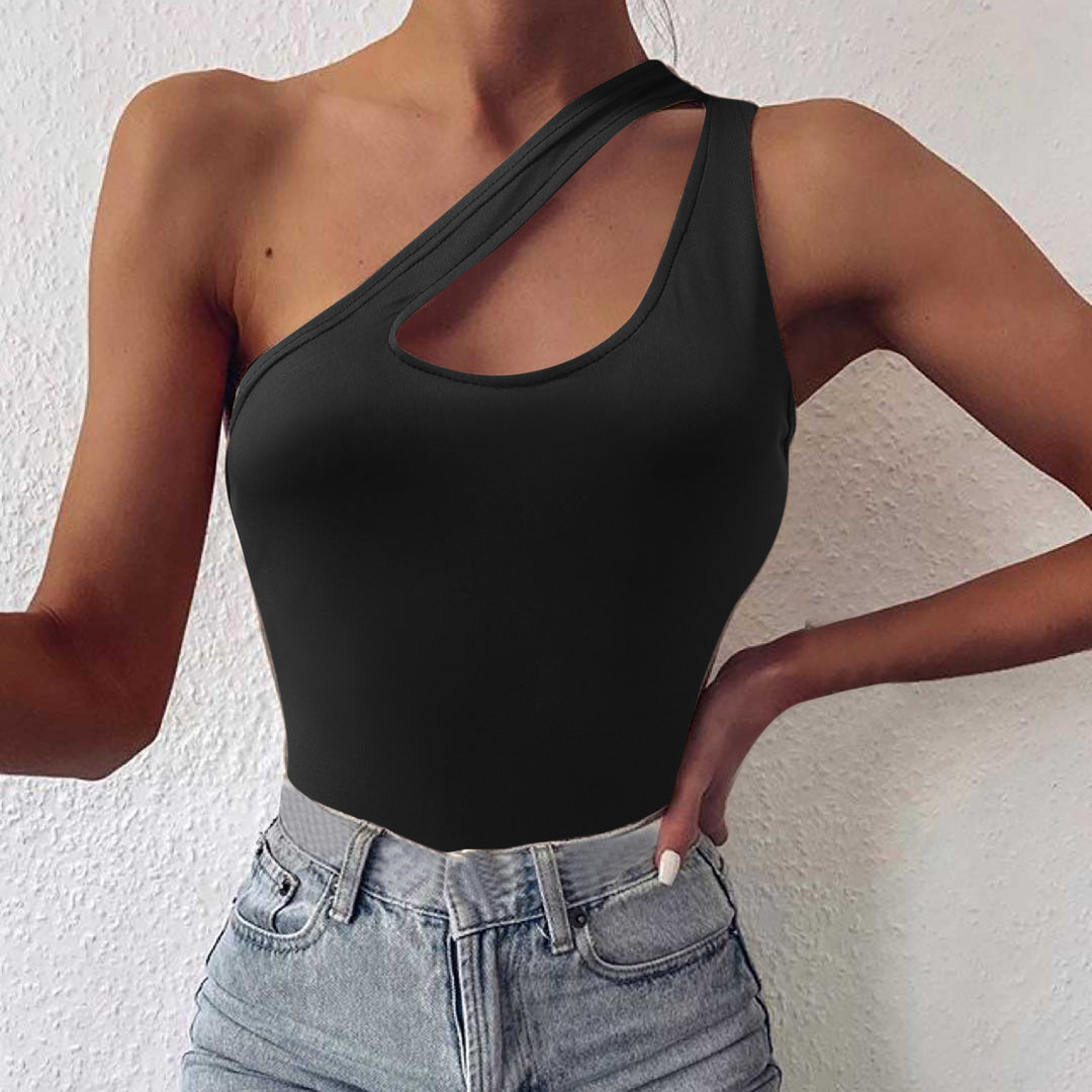 Damen asymmetrisches Bodysuit mit modischem Cut-Out Echo Archiv
