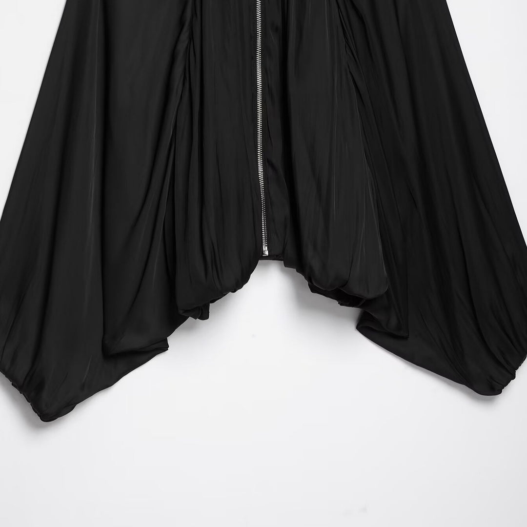 Damen Gefaltete Cropped Capejacke mit Reißverschluss und balloniertem Saum Echoarchiv